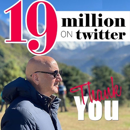 Anupam kher hits 19 million followers on twitter
